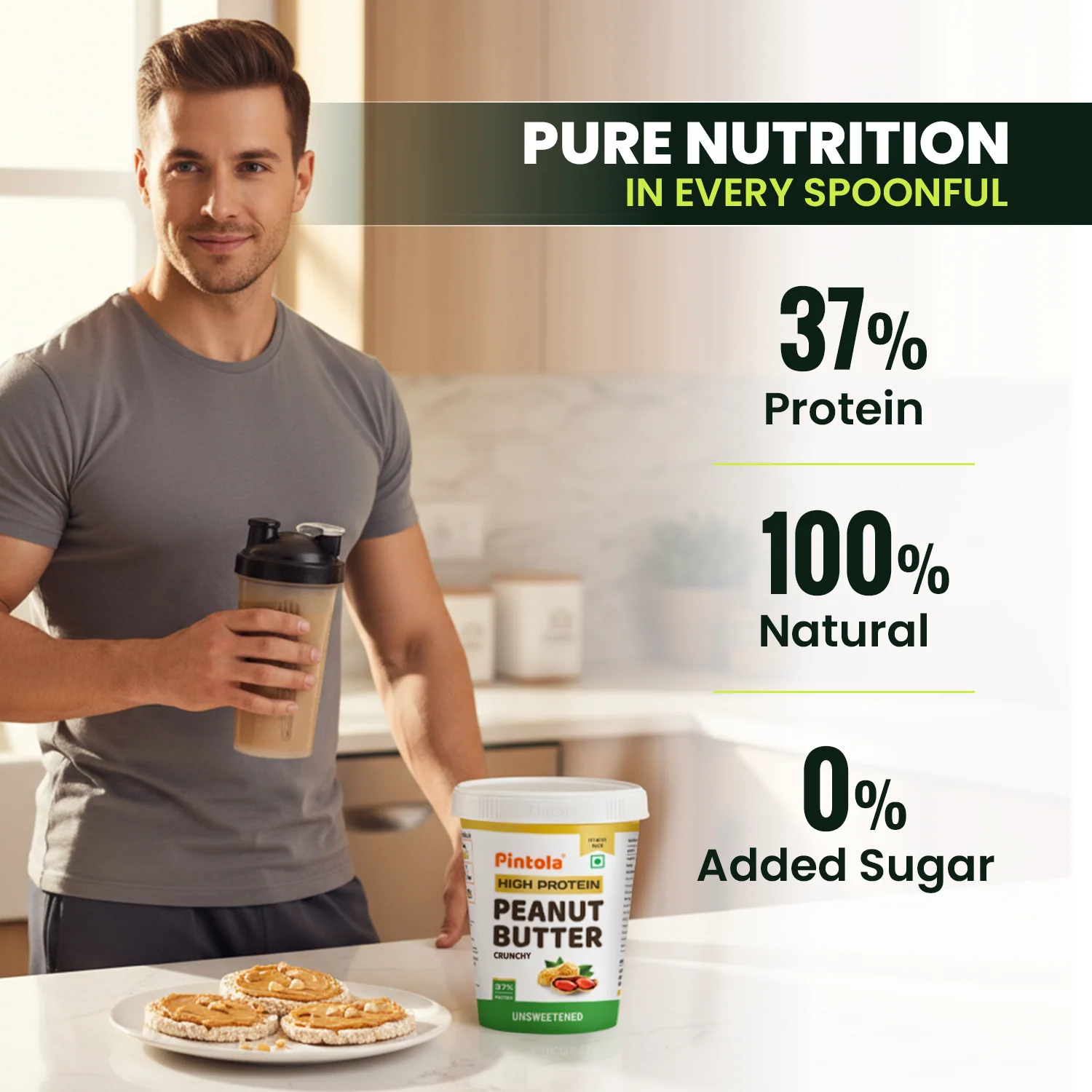 High Protein All Natural Unsweetened Peanut Butter - Image 3