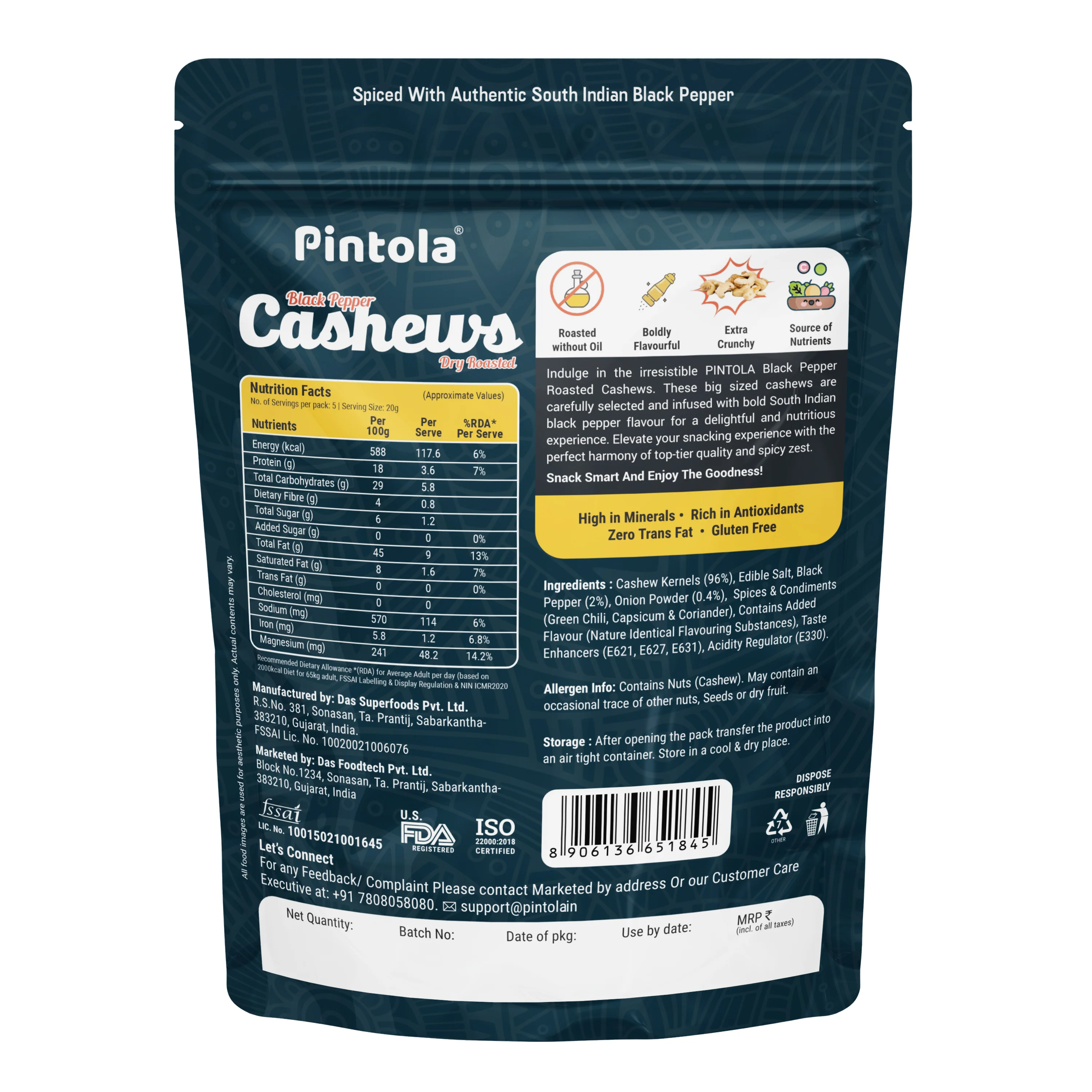 Premium Cashews Black Pepper flavoured | Dry Roasted - Image 7
